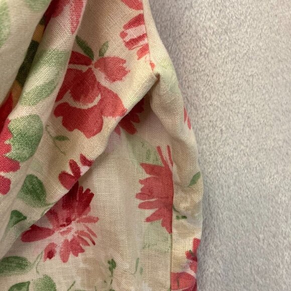 JM Collection 100% Linen Button Up Floral Blouse 18W Pink Easter Bell Sleeve Top - Picture 8 of 13